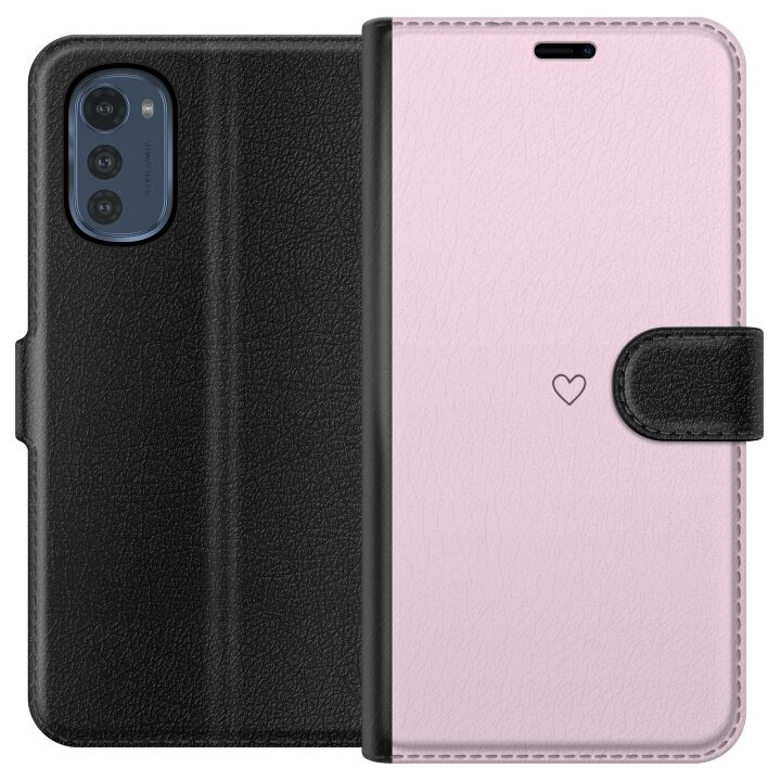 Portemonnee-hoesje voor Motorola Moto E32s met Hart ontwerp in de groep SMARTPHONE & TABLETS / Mobielbescherming / Motorola bij TP E-commerce Nordic AB (A54252)