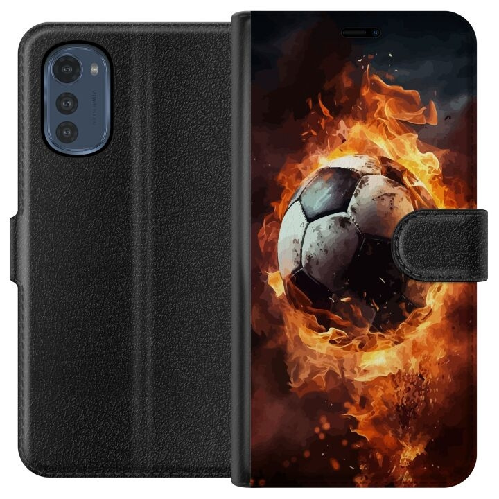 Portemonnee-hoesje voor Motorola Moto E32s met Voetbal ontwerp in de groep SMARTPHONE & TABLETS / Mobielbescherming / Motorola bij TP E-commerce Nordic AB (A54254)