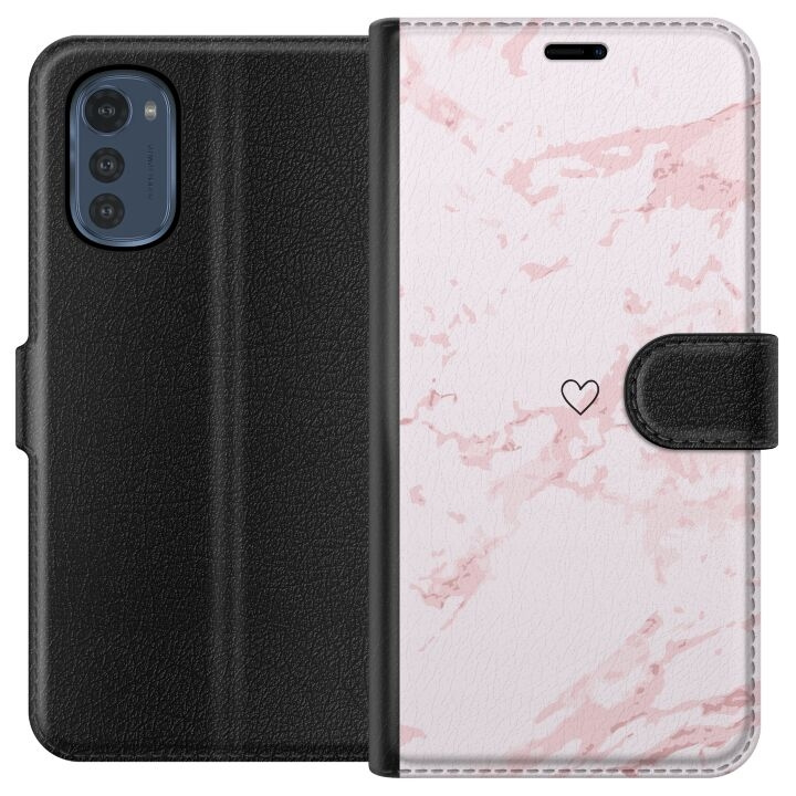 Portemonnee-hoesje voor Motorola Moto E32s met Roze Hart ontwerp in de groep SMARTPHONE & TABLETS / Mobielbescherming / Motorola bij TP E-commerce Nordic AB (A54256)