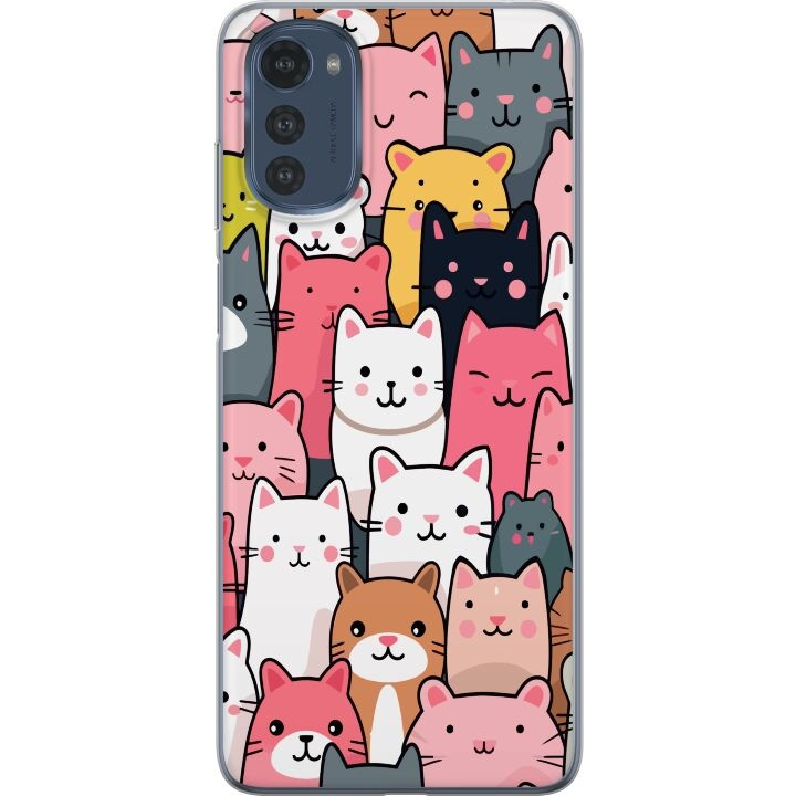 Mobiele hoes voor Motorola Moto E32s met Kattenpatroon ontwerp in de groep SMARTPHONE & TABLETS / Mobielbescherming / Motorola bij TP E-commerce Nordic AB (A54268)