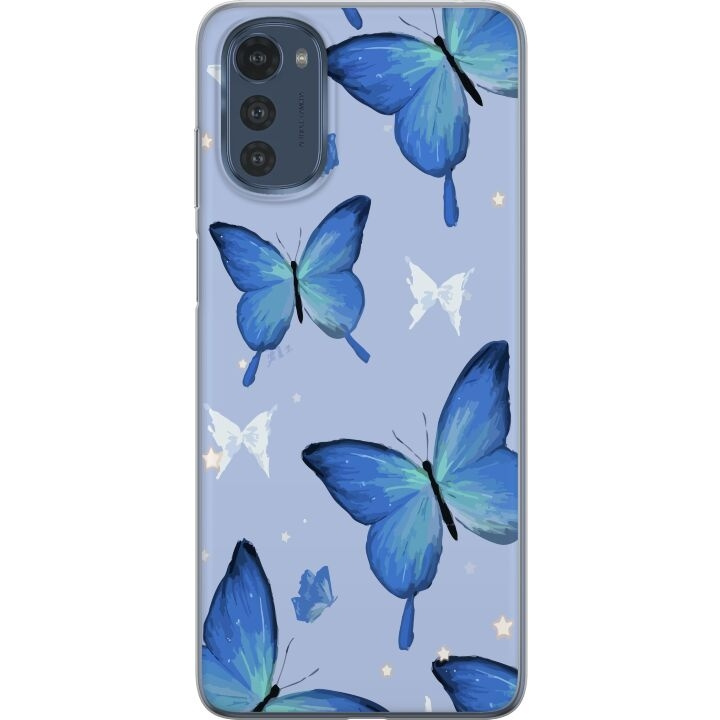 Mobiele hoes voor Motorola Moto E32s met Blauwe vlinders ontwerp in de groep SMARTPHONE & TABLETS / Mobielbescherming / Motorola bij TP E-commerce Nordic AB (A54276)