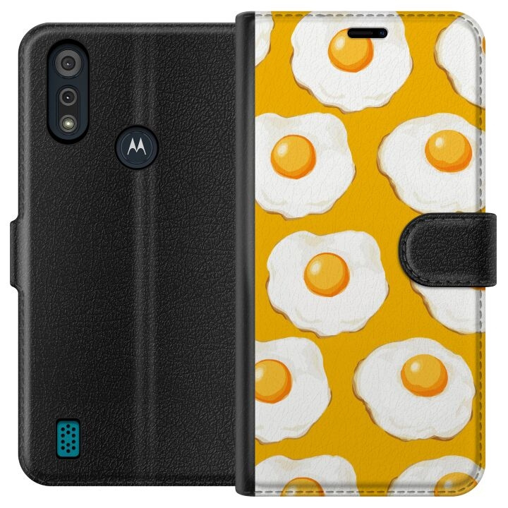 Portemonnee-hoesje voor Motorola Moto E6i met Gebakken ei ontwerp in de groep SMARTPHONE & TABLETS / Mobielbescherming / Motorola bij TP E-commerce Nordic AB (A54316)