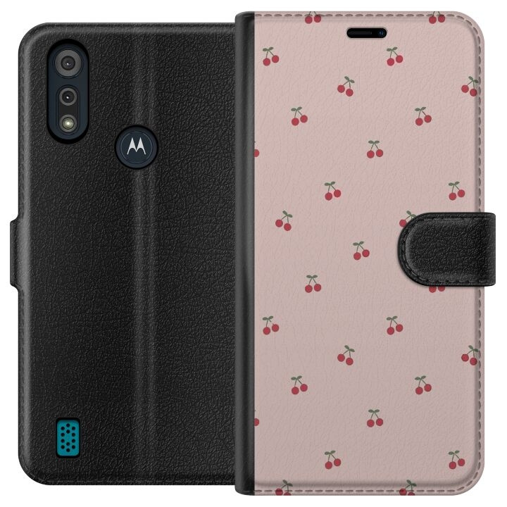 Portemonnee-hoesje voor Motorola Moto E6i met Kersen ontwerp in de groep SMARTPHONE & TABLETS / Mobielbescherming / Motorola bij TP E-commerce Nordic AB (A54321)