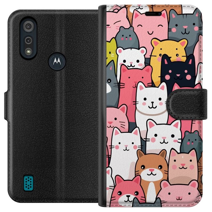 Portemonnee-hoesje voor Motorola Moto E6i met Kattenpatroon ontwerp in de groep SMARTPHONE & TABLETS / Mobielbescherming / Motorola bij TP E-commerce Nordic AB (A54322)