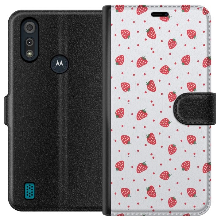 Portemonnee-hoesje voor Motorola Moto E6i met Aardbeien ontwerp in de groep SMARTPHONE & TABLETS / Mobielbescherming / Motorola bij TP E-commerce Nordic AB (A54331)