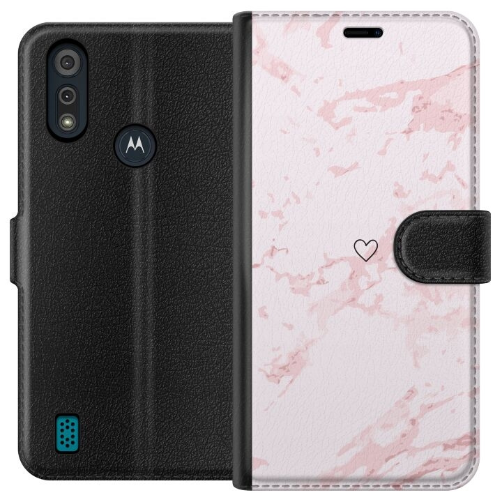 Portemonnee-hoesje voor Motorola Moto E6i met Roze Hart ontwerp in de groep SMARTPHONE & TABLETS / Mobielbescherming / Motorola bij TP E-commerce Nordic AB (A54337)