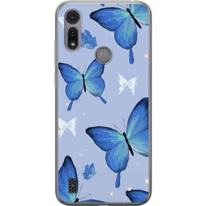 Mobiele hoes voor Motorola Moto E6i met Blauwe vlinders ontwerp in de groep SMARTPHONE & TABLETS / Mobielbescherming / Motorola bij TP E-commerce Nordic AB (A54357)