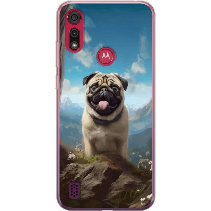 Mobiele hoes voor Motorola Moto E6s (2020) met Blije Hond ontwerp in de groep SMARTPHONE & TABLETS / Mobielbescherming / Motorola bij TP E-commerce Nordic AB (A54386)