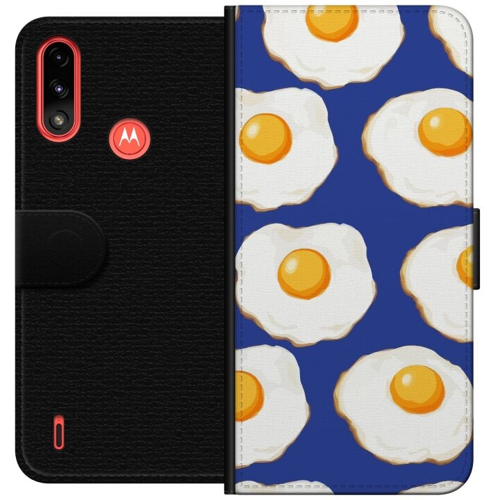 Portemonnee-hoesje voor Motorola Moto E7 Power met Gebakken eieren ontwerp in de groep SMARTPHONE & TABLETS / Mobielbescherming / Motorola bij TP E-commerce Nordic AB (A54428)