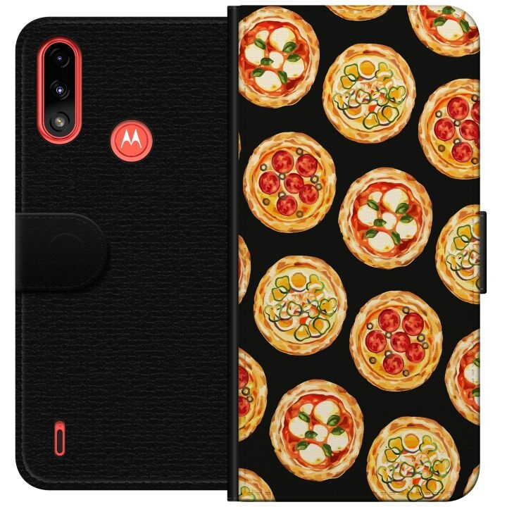 Portemonnee-hoesje voor Motorola Moto E7 Power met Pizza ontwerp in de groep SMARTPHONE & TABLETS / Mobielbescherming / Motorola bij TP E-commerce Nordic AB (A54435)