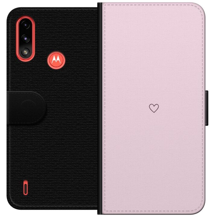 Portemonnee-hoesje voor Motorola Moto E7 Power met Hart ontwerp in de groep SMARTPHONE & TABLETS / Mobielbescherming / Motorola bij TP E-commerce Nordic AB (A54441)