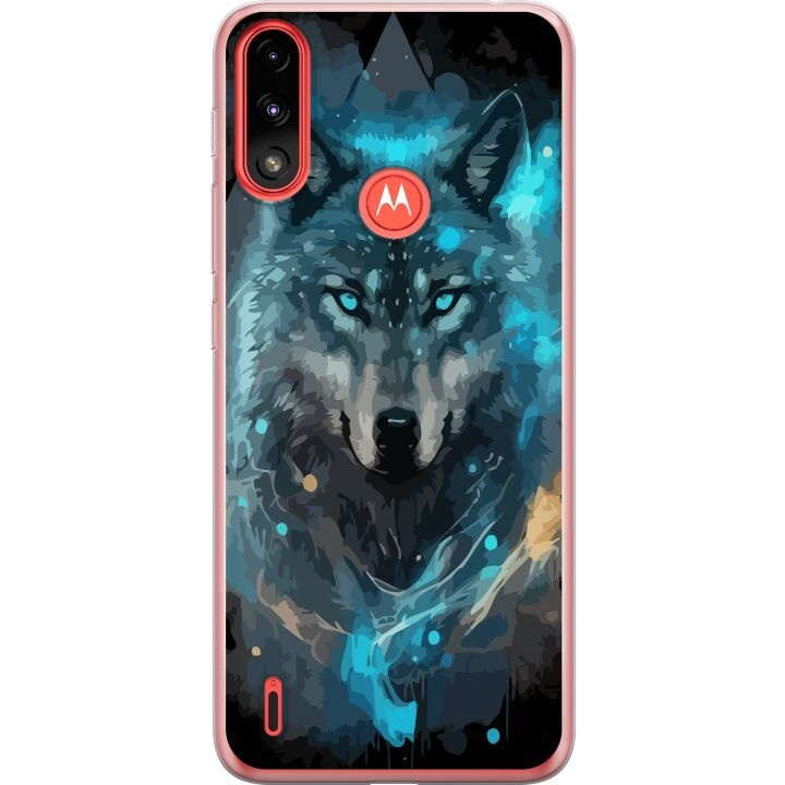 Mobiele hoes voor Motorola Moto E7 Power met Wolf ontwerp in de groep SMARTPHONE & TABLETS / Mobielbescherming / Motorola bij TP E-commerce Nordic AB (A54454)