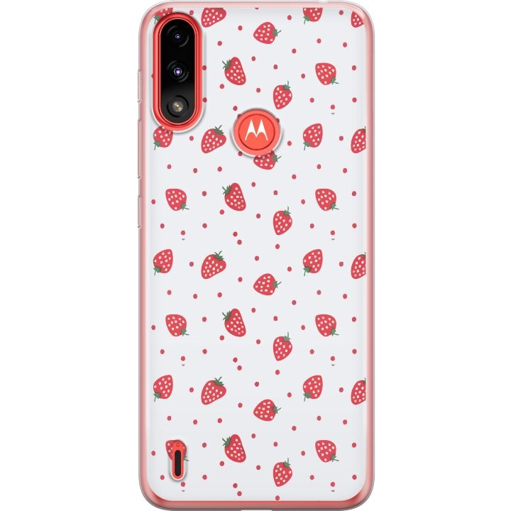 Mobiele hoes voor Motorola Moto E7 Power met Aardbeien ontwerp in de groep SMARTPHONE & TABLETS / Mobielbescherming / Motorola bij TP E-commerce Nordic AB (A54466)