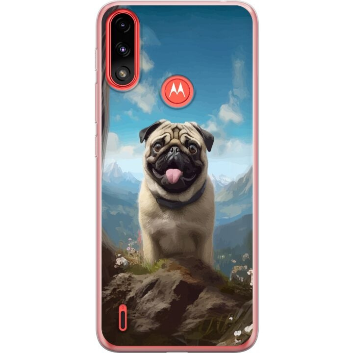 Mobiele hoes voor Motorola Moto E7 Power met Blije Hond ontwerp in de groep SMARTPHONE & TABLETS / Mobielbescherming / Motorola bij TP E-commerce Nordic AB (A54467)