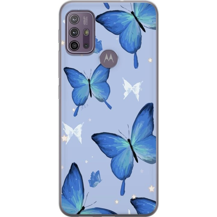 Mobiele hoes voor Motorola Moto G10 met Blauwe vlinders ontwerp in de groep SMARTPHONE & TABLETS / Mobielbescherming / Motorola bij TP E-commerce Nordic AB (A54600)