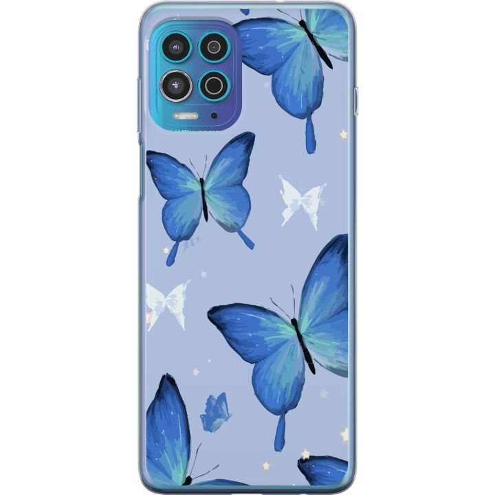 Mobiele hoes voor Motorola Moto G100 met Blauwe vlinders ontwerp in de groep SMARTPHONE & TABLETS / Mobielbescherming / Motorola bij TP E-commerce Nordic AB (A54627)