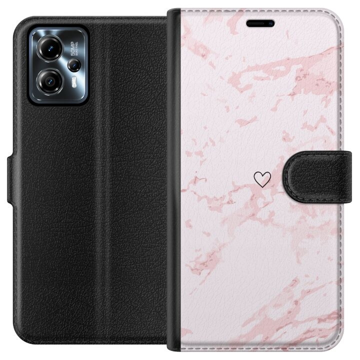 Portemonnee-hoesje voor Motorola Moto G13 met Roze Hart ontwerp in de groep SMARTPHONE & TABLETS / Mobielbescherming / Motorola bij TP E-commerce Nordic AB (A54661)