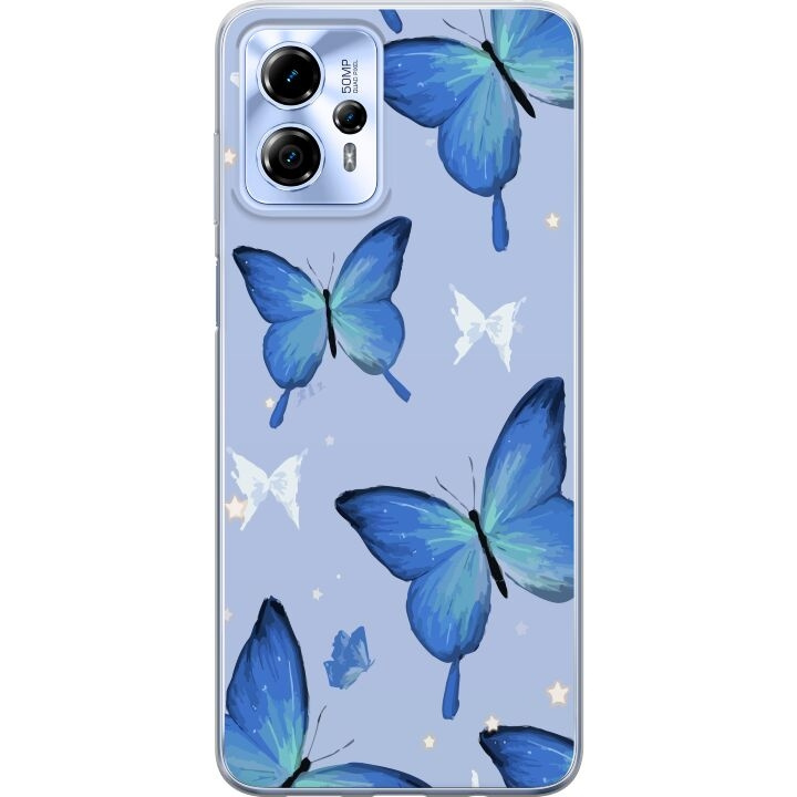 Mobiele hoes voor Motorola Moto G13 met Blauwe vlinders ontwerp in de groep SMARTPHONE & TABLETS / Mobielbescherming / Motorola bij TP E-commerce Nordic AB (A54681)