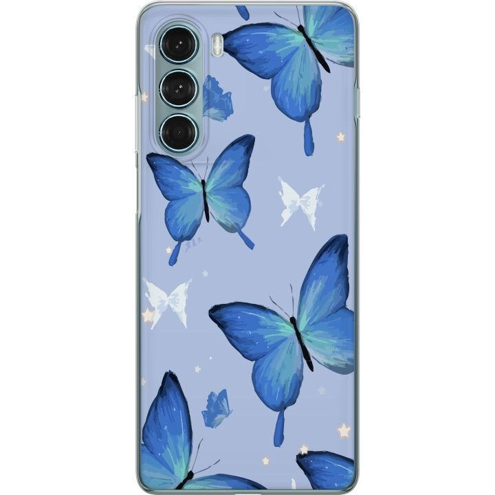 Mobiele hoes voor Motorola Moto G200 5G met Blauwe vlinders ontwerp in de groep SMARTPHONE & TABLETS / Mobielbescherming / Motorola bij TP E-commerce Nordic AB (A54735)