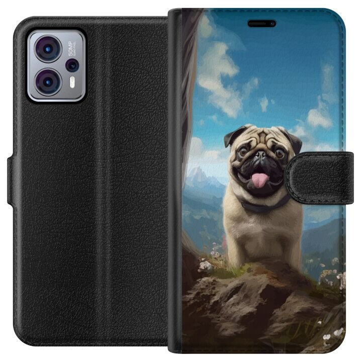 Portemonnee-hoesje voor Motorola Moto G23 met Blije Hond ontwerp in de groep SMARTPHONE & TABLETS / Mobielbescherming / Motorola bij TP E-commerce Nordic AB (A54791)