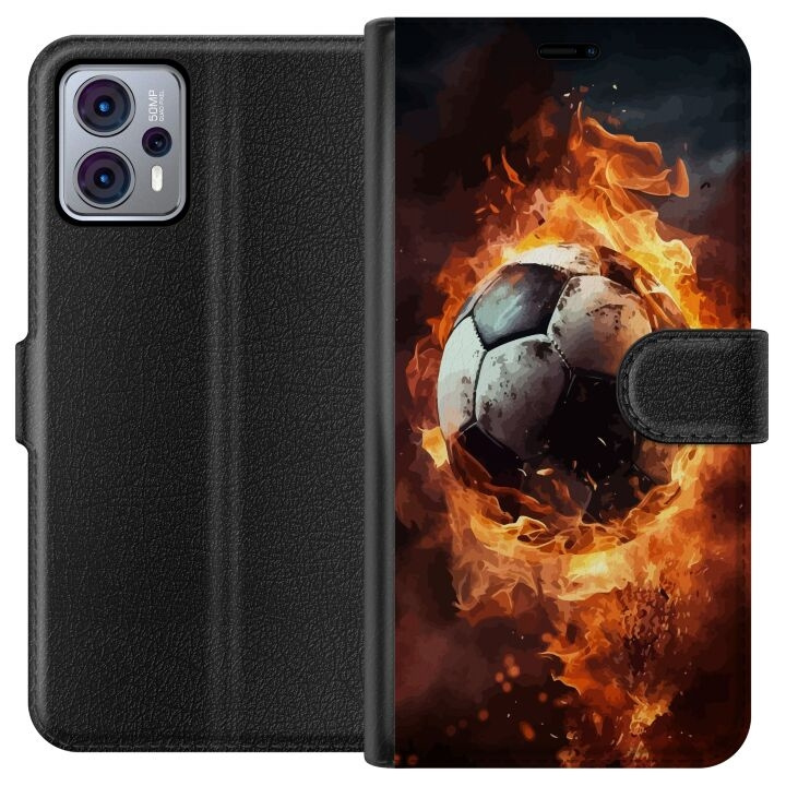 Portemonnee-hoesje voor Motorola Moto G23 met Voetbal ontwerp in de groep SMARTPHONE & TABLETS / Mobielbescherming / Motorola bij TP E-commerce Nordic AB (A54794)