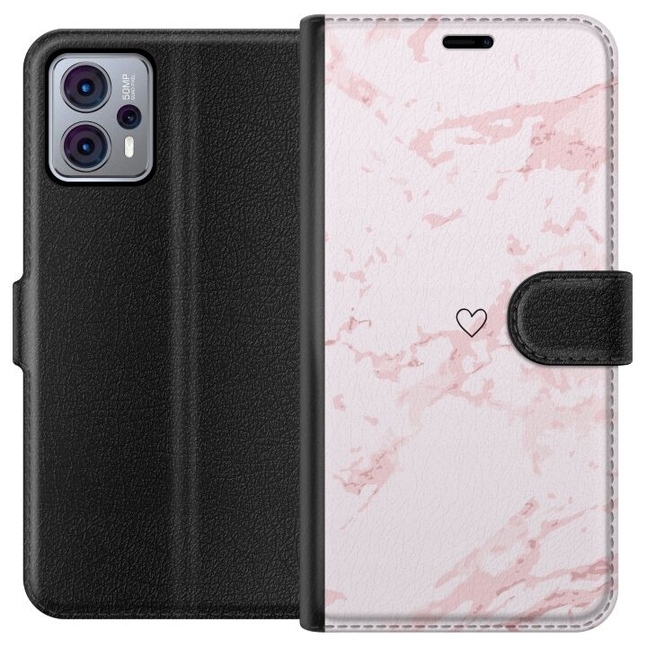 Portemonnee-hoesje voor Motorola Moto G23 met Roze Hart ontwerp in de groep SMARTPHONE & TABLETS / Mobielbescherming / Motorola bij TP E-commerce Nordic AB (A54796)