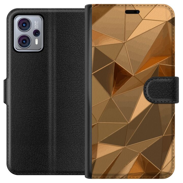 Portemonnee-hoesje voor Motorola Moto G23 met 3D Goud ontwerp in de groep SMARTPHONE & TABLETS / Mobielbescherming / Motorola bij TP E-commerce Nordic AB (A54797)