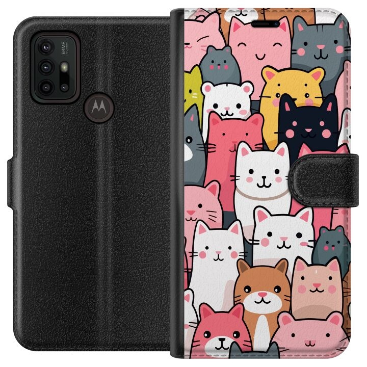 Portemonnee-hoesje voor Motorola Moto G30 met Kattenpatroon ontwerp in de groep SMARTPHONE & TABLETS / Mobielbescherming / Motorola bij TP E-commerce Nordic AB (A54835)