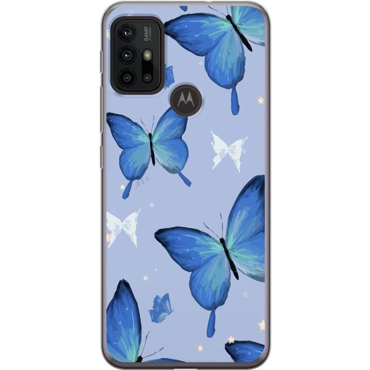 Mobiele hoes voor Motorola Moto G30 met Blauwe vlinders ontwerp in de groep SMARTPHONE & TABLETS / Mobielbescherming / Motorola bij TP E-commerce Nordic AB (A54870)