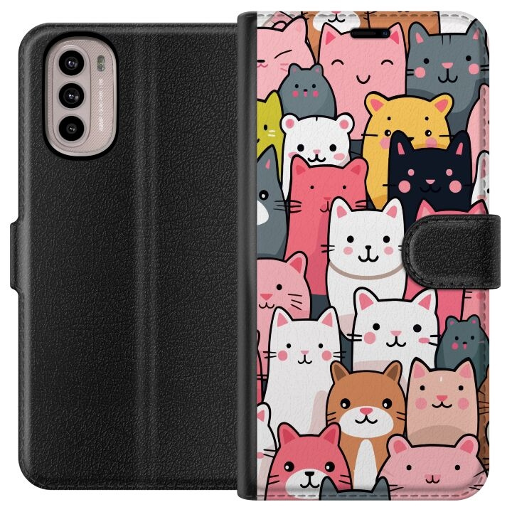 Portemonnee-hoesje voor Motorola Moto G31 met Kattenpatroon ontwerp in de groep SMARTPHONE & TABLETS / Mobielbescherming / Motorola bij TP E-commerce Nordic AB (A54889)