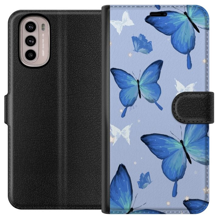 Portemonnee-hoesje voor Motorola Moto G31 met Blauwe vlinders ontwerp in de groep SMARTPHONE & TABLETS / Mobielbescherming / Motorola bij TP E-commerce Nordic AB (A54897)