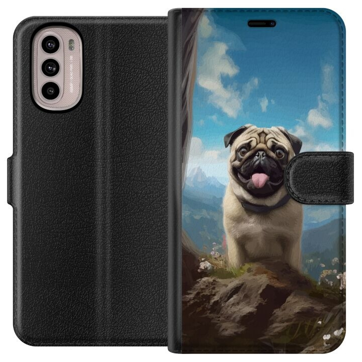 Portemonnee-hoesje voor Motorola Moto G31 met Blije Hond ontwerp in de groep SMARTPHONE & TABLETS / Mobielbescherming / Motorola bij TP E-commerce Nordic AB (A54899)