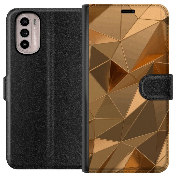 Portemonnee-hoesje voor Motorola Moto G31 met 3D Goud ontwerp in de groep SMARTPHONE & TABLETS / Mobielbescherming / Motorola bij TP E-commerce Nordic AB (A54905)