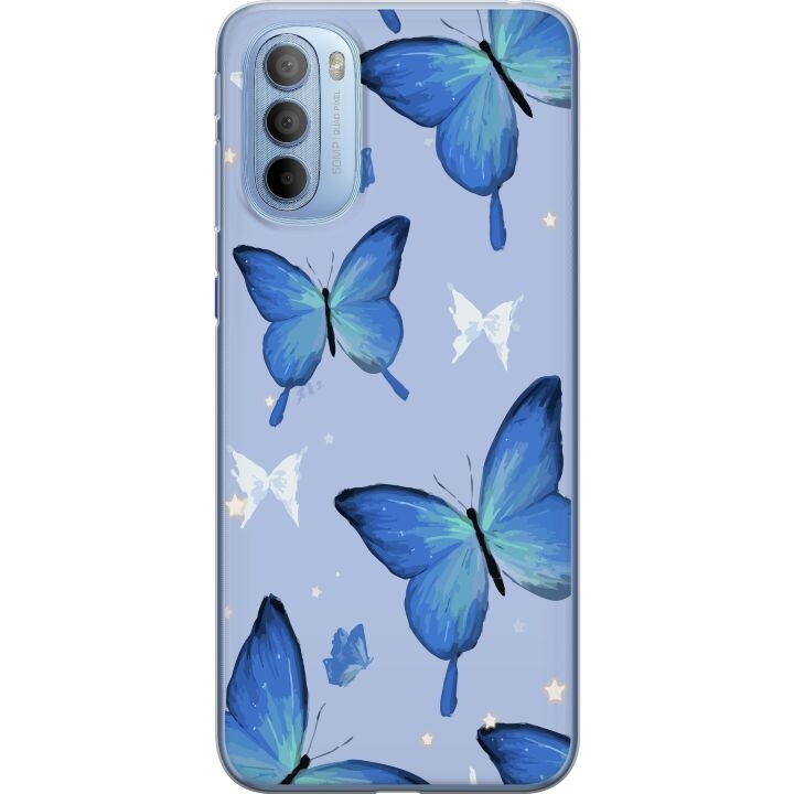 Mobiele hoes voor Motorola Moto G31 met Blauwe vlinders ontwerp in de groep SMARTPHONE & TABLETS / Mobielbescherming / Motorola bij TP E-commerce Nordic AB (A54924)