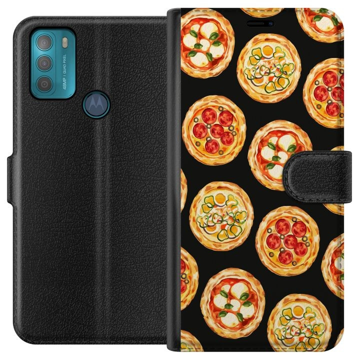 Portemonnee-hoesje voor Motorola Moto G50 met Pizza ontwerp in de groep SMARTPHONE & TABLETS / Mobielbescherming / Motorola bij TP E-commerce Nordic AB (A55029)