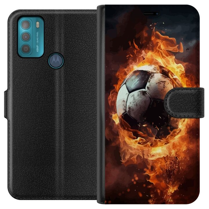 Portemonnee-hoesje voor Motorola Moto G50 met Voetbal ontwerp in de groep SMARTPHONE & TABLETS / Mobielbescherming / Motorola bij TP E-commerce Nordic AB (A55037)