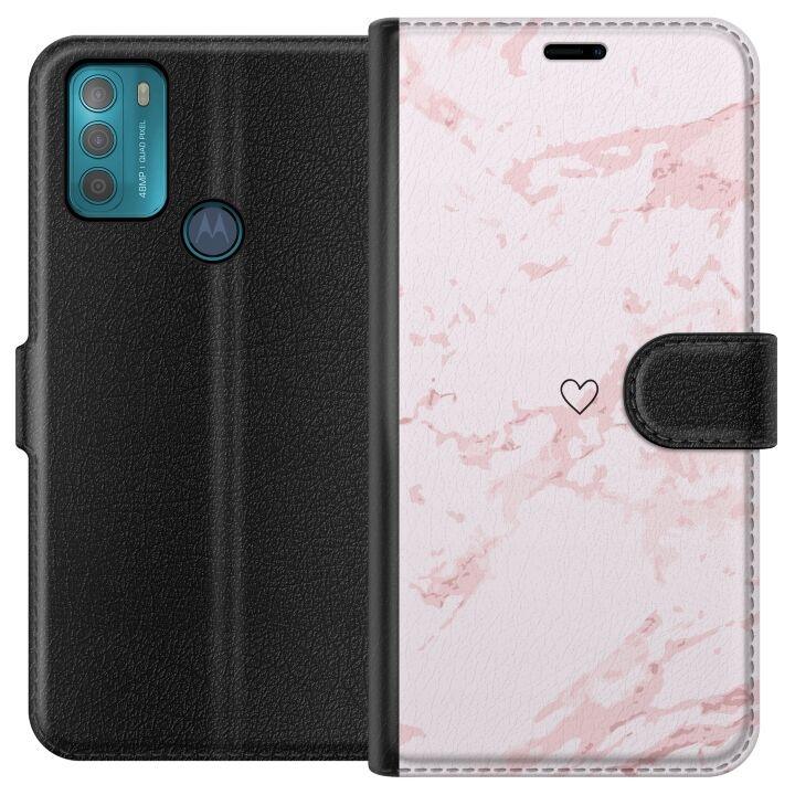 Portemonnee-hoesje voor Motorola Moto G50 met Roze Hart ontwerp in de groep SMARTPHONE & TABLETS / Mobielbescherming / Motorola bij TP E-commerce Nordic AB (A55039)