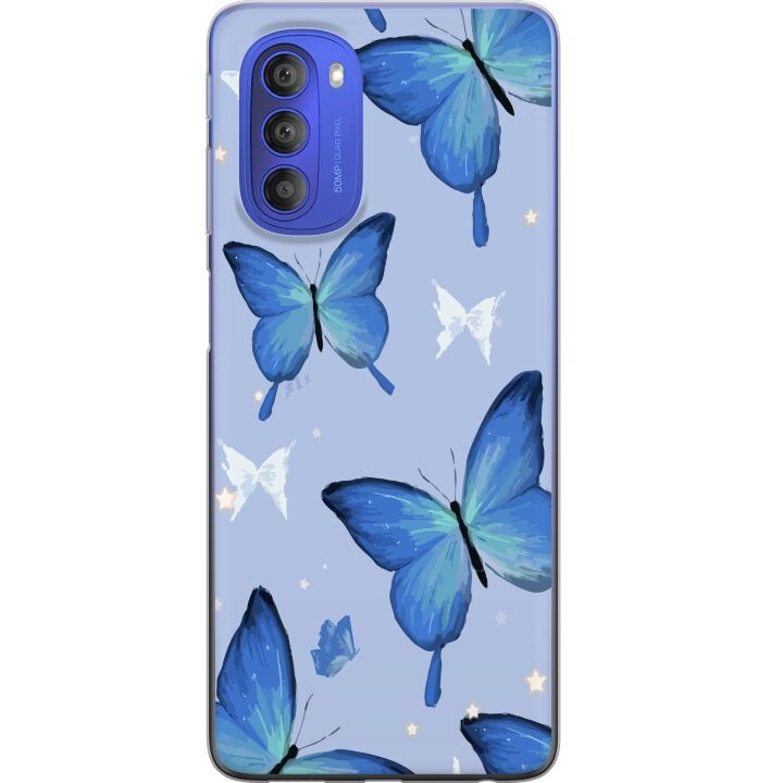 Mobiele hoes voor Motorola Moto G51 5G met Blauwe vlinders ontwerp in de groep SMARTPHONE & TABLETS / Mobielbescherming / Motorola bij TP E-commerce Nordic AB (A55086)