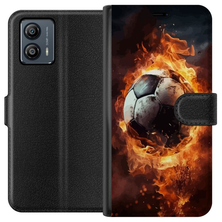 Portemonnee-hoesje voor Motorola Moto G53 met Voetbal ontwerp in de groep SMARTPHONE & TABLETS / Mobielbescherming / Motorola bij TP E-commerce Nordic AB (A55118)