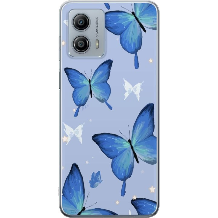 Mobiele hoes voor Motorola Moto G53 met Blauwe vlinders ontwerp in de groep SMARTPHONE & TABLETS / Mobielbescherming / Motorola bij TP E-commerce Nordic AB (A55140)