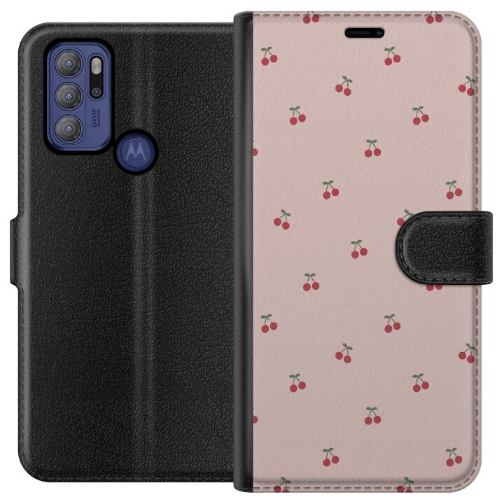 Portemonnee-hoesje voor Motorola Moto G60S met Kersen ontwerp in de groep SMARTPHONE & TABLETS / Mobielbescherming / Motorola bij TP E-commerce Nordic AB (A55185)