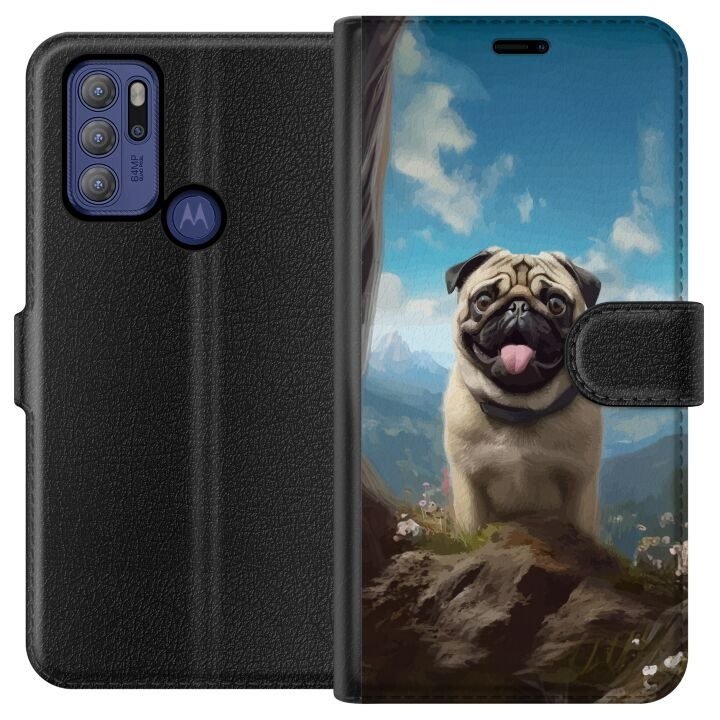 Portemonnee-hoesje voor Motorola Moto G60S met Blije Hond ontwerp in de groep SMARTPHONE & TABLETS / Mobielbescherming / Motorola bij TP E-commerce Nordic AB (A55196)