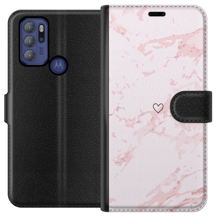 Portemonnee-hoesje voor Motorola Moto G60S met Roze Hart ontwerp in de groep SMARTPHONE & TABLETS / Mobielbescherming / Motorola bij TP E-commerce Nordic AB (A55201)