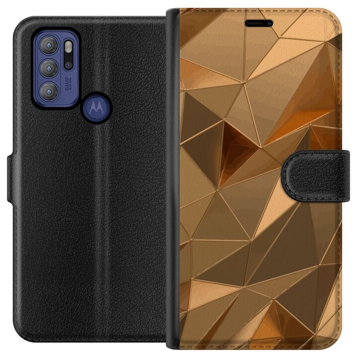 Portemonnee-hoesje voor Motorola Moto G60S met 3D Goud ontwerp in de groep SMARTPHONE & TABLETS / Mobielbescherming / Motorola bij TP E-commerce Nordic AB (A55202)