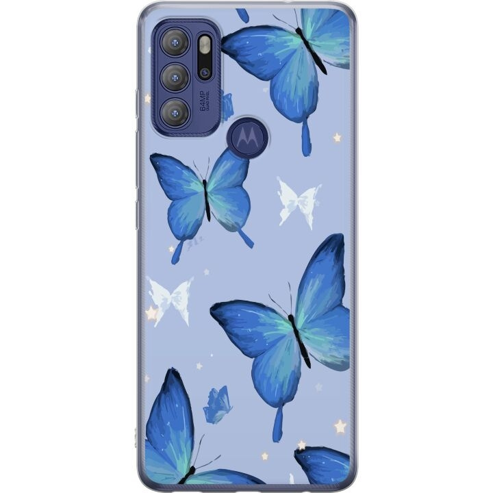 Mobiele hoes voor Motorola Moto G60S met Blauwe vlinders ontwerp in de groep SMARTPHONE & TABLETS / Mobielbescherming / Motorola bij TP E-commerce Nordic AB (A55221)