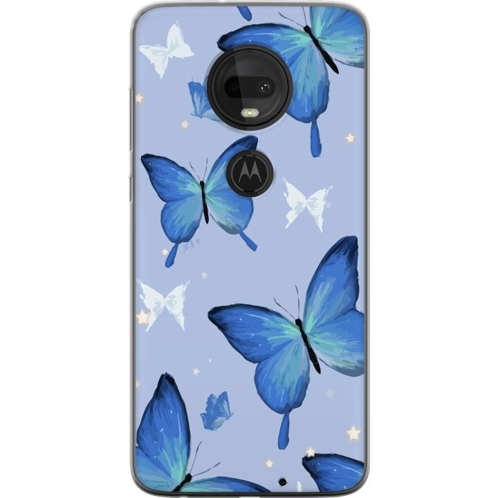 Mobiele hoes voor Motorola Moto G7 met Blauwe vlinders ontwerp in de groep SMARTPHONE & TABLETS / Mobielbescherming / Motorola bij TP E-commerce Nordic AB (A55275)