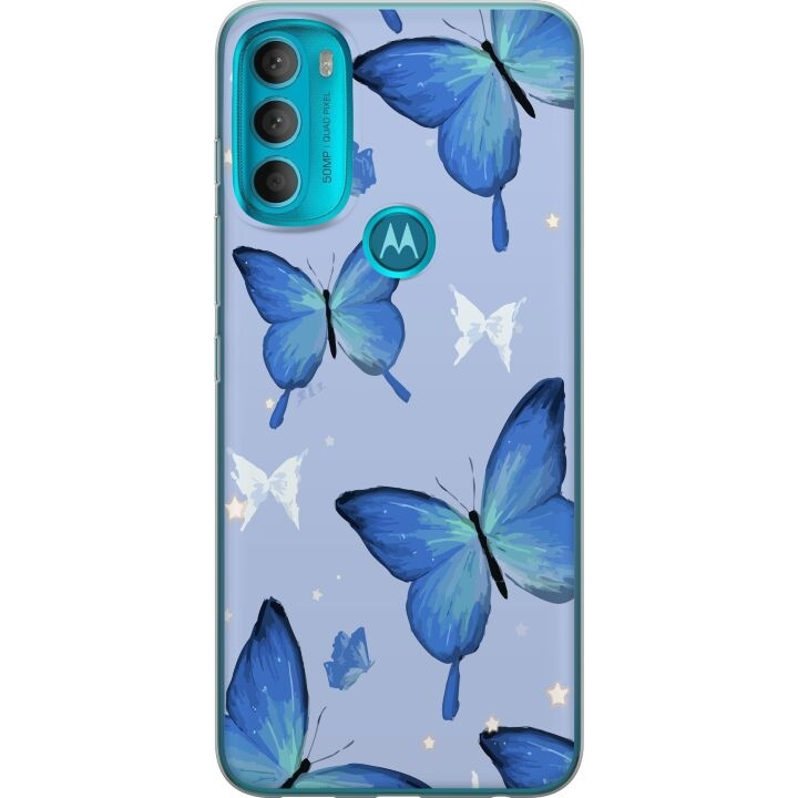 Mobiele hoes voor Motorola Moto G71 5G met Blauwe vlinders ontwerp in de groep SMARTPHONE & TABLETS / Mobielbescherming / Motorola bij TP E-commerce Nordic AB (A55302)