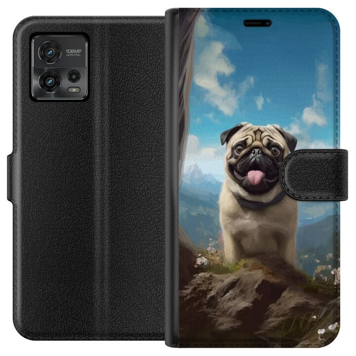 Portemonnee-hoesje voor Motorola Moto G72 met Blije Hond ontwerp in de groep SMARTPHONE & TABLETS / Mobielbescherming / Motorola bij TP E-commerce Nordic AB (A55331)