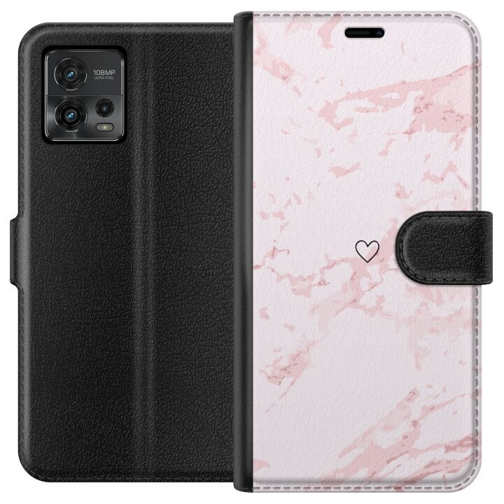 Portemonnee-hoesje voor Motorola Moto G72 met Roze Hart ontwerp in de groep SMARTPHONE & TABLETS / Mobielbescherming / Motorola bij TP E-commerce Nordic AB (A55336)