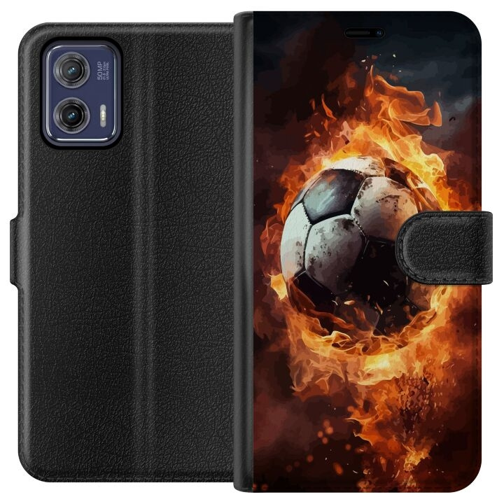 Portemonnee-hoesje voor Motorola Moto G73 met Voetbal ontwerp in de groep SMARTPHONE & TABLETS / Mobielbescherming / Motorola bij TP E-commerce Nordic AB (A55388)